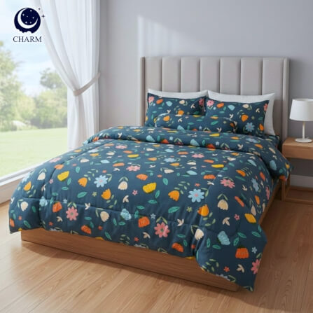 ชุดผ้าปูที่นอน 5 ฟุต 6 ชิ้น CHARM รุ่น CLASSIC ลาย GREEN GARDEN_1